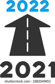 Vector 2022 future road illustration. An isolated illustration on a white background.