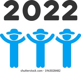 Vector 2022 gentlemen dance illustration. An isolated illustration on a white background.