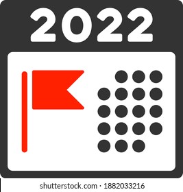 Vector 2022 holiday calendar illustration. An isolated illustration on a white background.