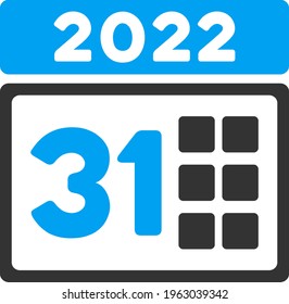 Ilustración del Vector 2022 del último día. Ilustración aislada sobre un fondo blanco.