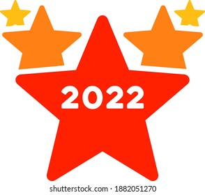 Vector 2022 star hit parade illustration. An isolated illustration on a white background.