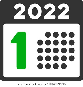 Vector 2022 year first day illustration. An isolated illustration on a white background.