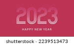 Vector 2023 new year banner. Viva Magenta 18-1750 color of the year 2023. Viva magenta trendy background and striped text. Gradient happy new year text.