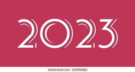 Vector 2023 neues Jahr Banner. Viva Magenta 18-1750 Farbe des Jahres 2023. Viva magenta trendiger Hintergrund und 2023 Text in weißer Farbe.