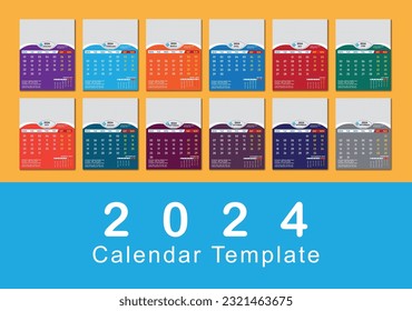 Vector 2024 calendar design template for happy new year