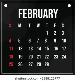 Plantilla de mes del calendario del vector 2024