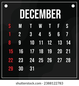 Vector 2024 Calendar Month Template
