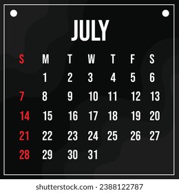 Plantilla de mes del calendario del vector 2024