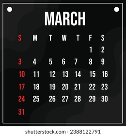 Vector 2024 Calendar Month Template