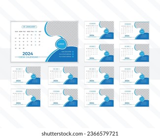  vector 2024 desk calendar design with  geometric shapes