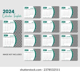  Plantilla de diseño de calendario de escritorio Vector 2024 para Feliz Año Nuevo.