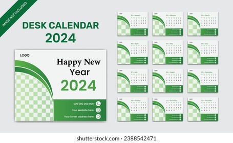 Vector 2024 desk calendar design template