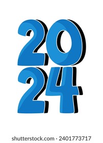 vector 2024 feliz año nuevo en azul tema de color vertical para el diseño de calendario tarjeta postal