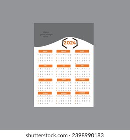 Vector 2024 modern wall calendar template design