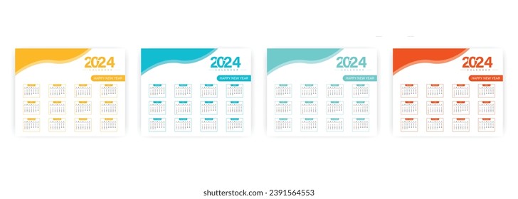 vector 2024 new year calendar template perfect office stationery vector