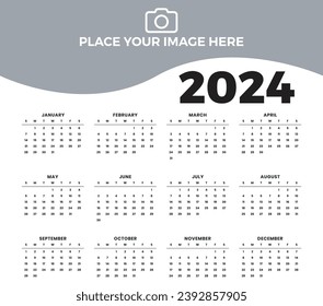 vector 2024 new year clean calendar template