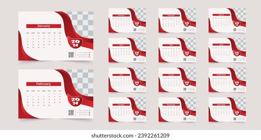 vectorial 2024 nueva plantilla de calendario de escritorio de año nuevo perfecto papel de oficina.