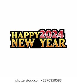 Vector of 2024 new year greetings in yellow and red