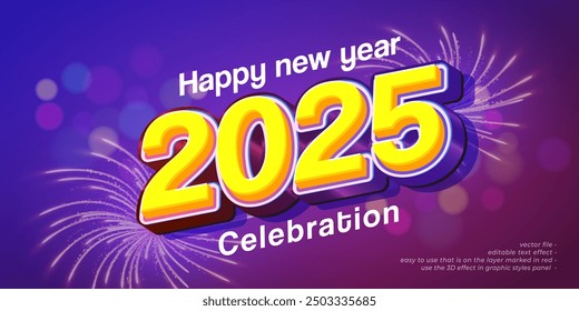 Vector 2025 new year banner, holiday celebration with festive fireworks explosionson dark background 4