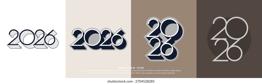 Logotipo de Vector 2026 en estilo geométrico. Plantilla de diseño de año Nuevo. Ilustración vectorial con la etiqueta aislada en un fondo colorido