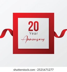 vector 20th anniversary red and white banner design