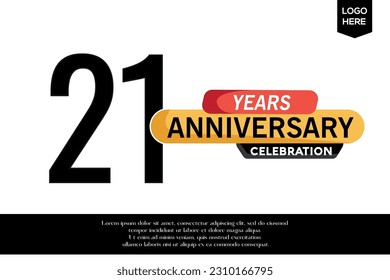 Vector 21st anniversary celebration logotype black yellow colored isolated on white background