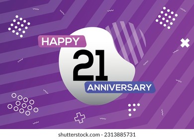 Vector 21st year anniversary logo vector design anniversary celebration with colorful geometric shape

