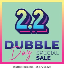 Vector 2.2 dubble day, Big sale banner template design. Vector illustration.