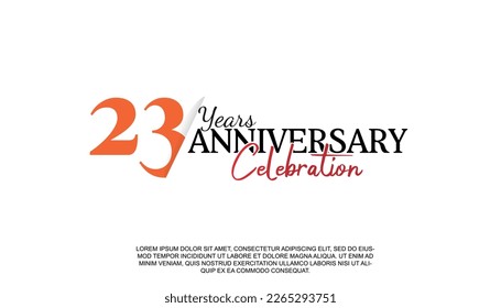 Vector 23 años número de logotipo de aniversario con color rojo y negro para celebración evento diseño de ilustración aislado. 