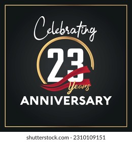 Logo de la celebración del 23er aniversario del vector con diseño vectorial aislado de color dorado de anillo y elegancia