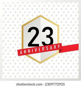 Vector 23rd years anniversary celebration on white background with black color numbers and confetti design