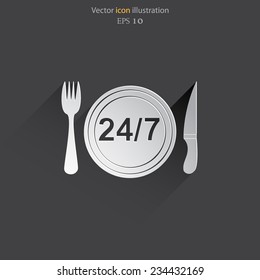 Vector 24 hour delivery food service. Eps 10.