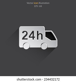 Vector 24 hour delivery web icon. Eps 10.