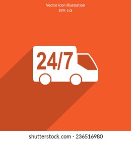 Vector 24 hour delivery web icon. Eps 10.