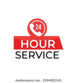 vector 24 hour everyday open service label with clock sign
