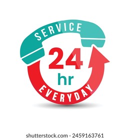 vector 24 hour everyday service sticker design