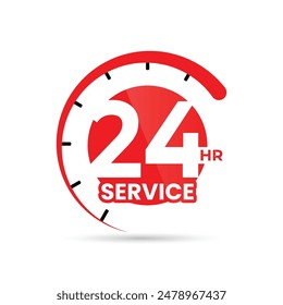 vector 24 hour everyday service sticker with clock vector
