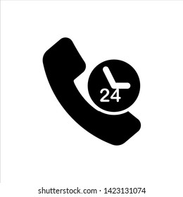Vector 24 hour service call icon. black symbol with trendy flat style icon for web site design, logo, app, UI isolated on white background