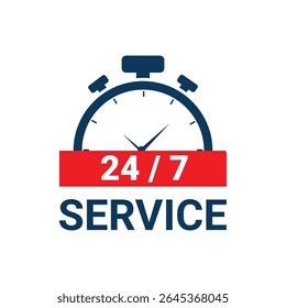 vector 24 hours and 7 days service availability concept background
