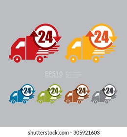Vector : 24 Hours Delivery Infographics Flat Icon, Sign