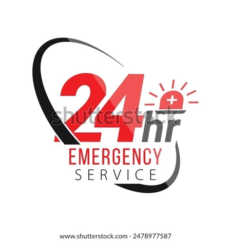 vector 24 hours emergency service concept label
