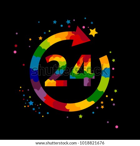 Vector 24 hours icon design element Isolated on Black Background