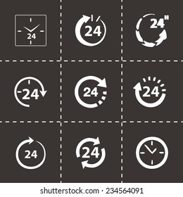 Vector 24 hours icon set on black background