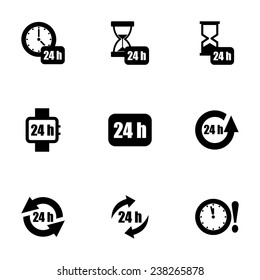 Vector 24 hours icon set on white background