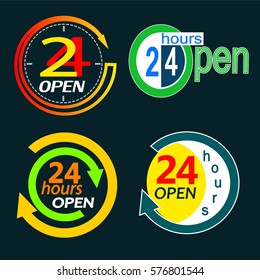 Vector 24 hours icons set. Vector illustration.