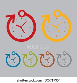 Vector : 24 Hours Open Clock Infographics Flat Icon, Sign 