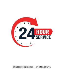 vector 24 hours service label design 
