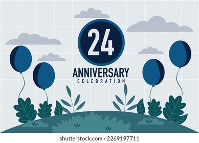 Vector 24 years anniversary invitation card. anniversary celebration modern design illustration template.	