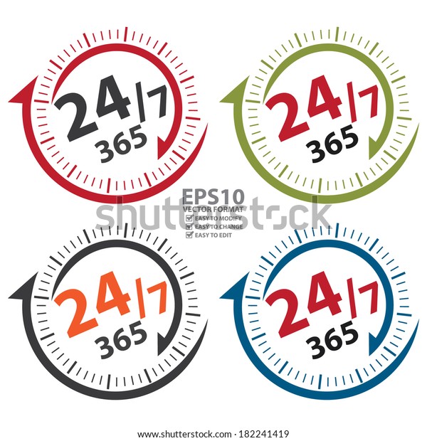 Vector 247 365 Days Icon Badge Stock Vector Royalty Free