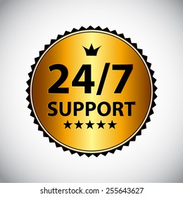 Vector 24/7 SUPPORT Sign, Label Template